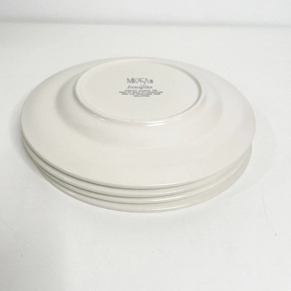 Vintage 80s Mikasa Intaglio Santa Fe Salad Plates Set of 4 Southwest Aztec 8" - Picture 6 of 6